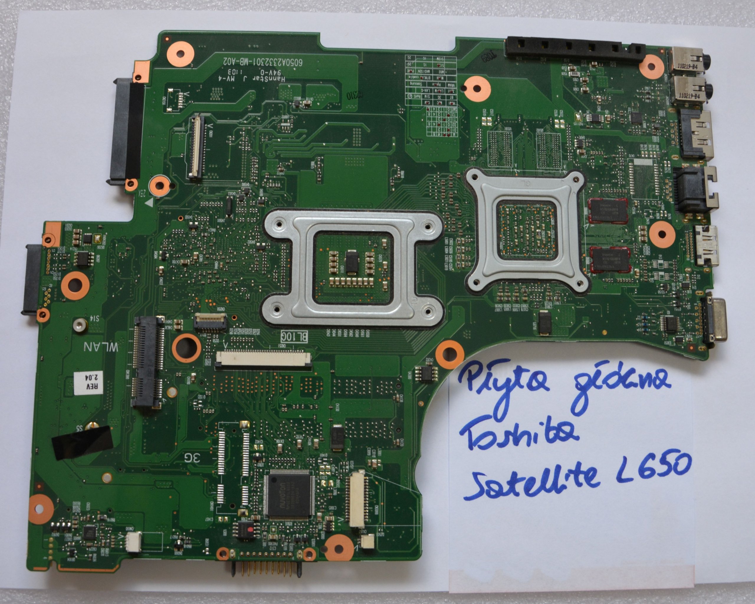 PŁYTA GŁÓWNA TOSHIBA SATELLITE L650 7231050405 oficjalne archiwum