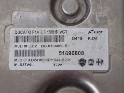 FIAT DUCATO 2,3 KOMPUTER 51896808 MJD8F3.B2 VIRGIN - 2