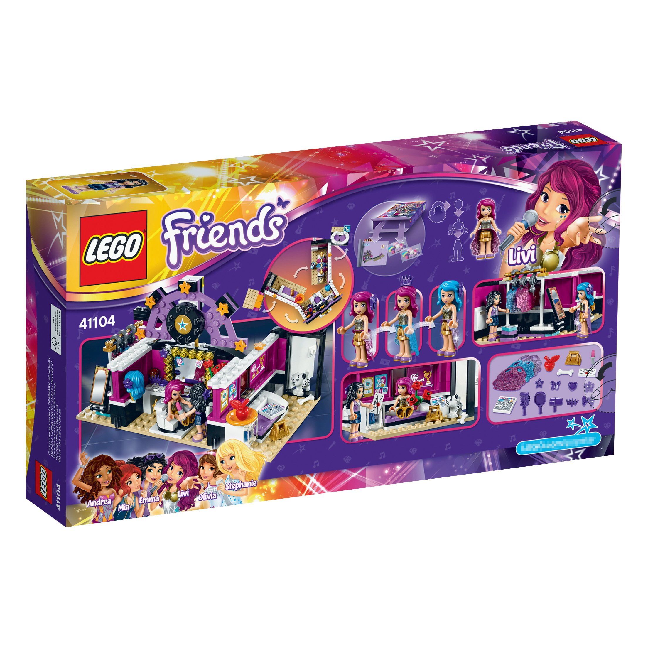 Lego Friends 41104 Šatní skříň s popovými hvězdami Stavebnice Zpěvačka Převlékárna