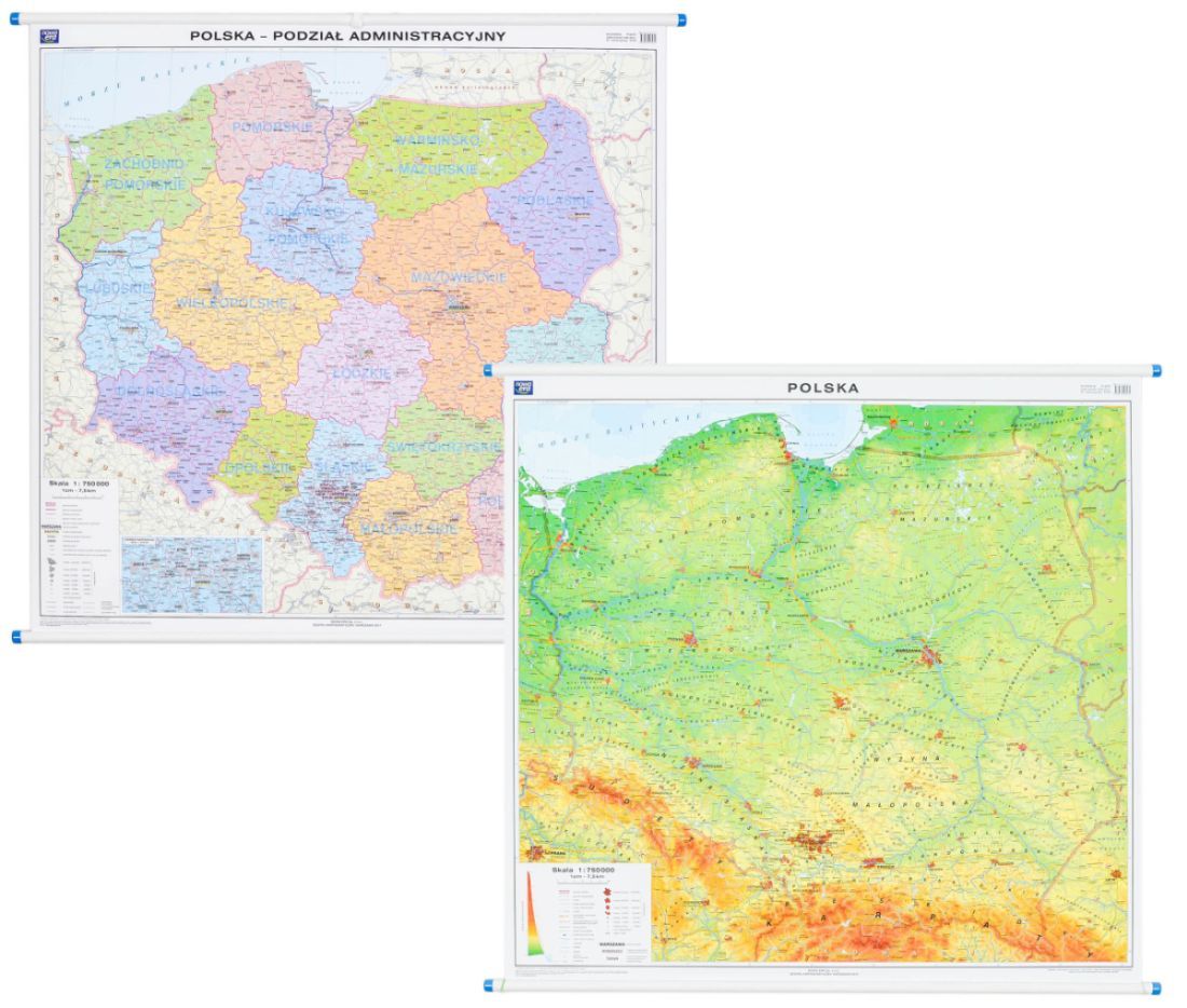 

Polska Mapa Ścienna Fizyczna Administracyjna Ne