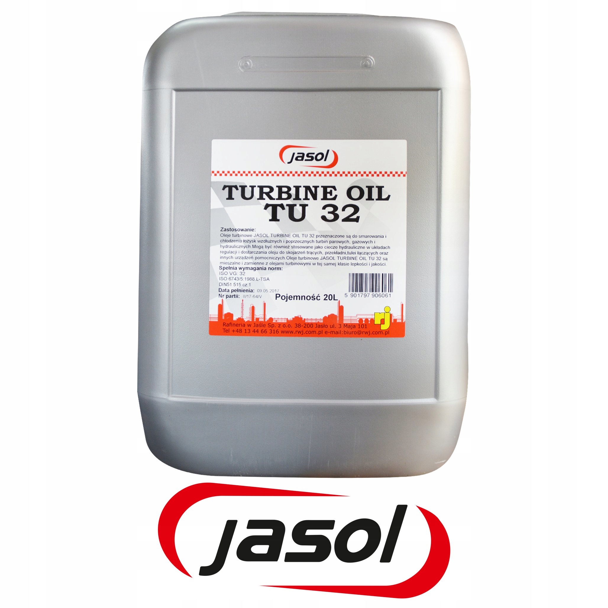 Olej Turbinowy Jasol Turbine OIL TU 32 - - 20L Producent Jasol