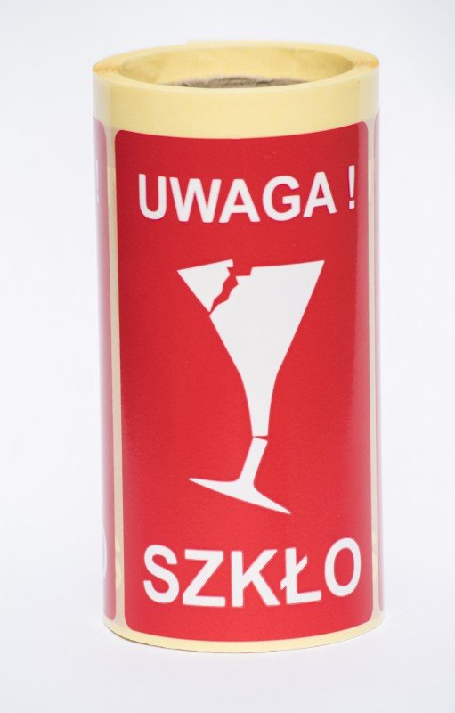 

Etykiety Naklejki Uwaga Szkło 100 szt.