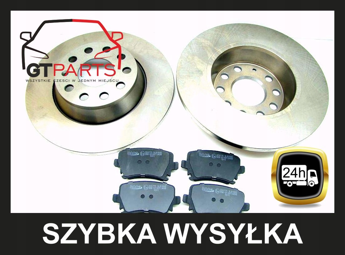 Tarcze x2 + klocki TYŁ A3 GOLF VI PASSAT B6 TIGUAN Liczba tarcz w ofercie 2