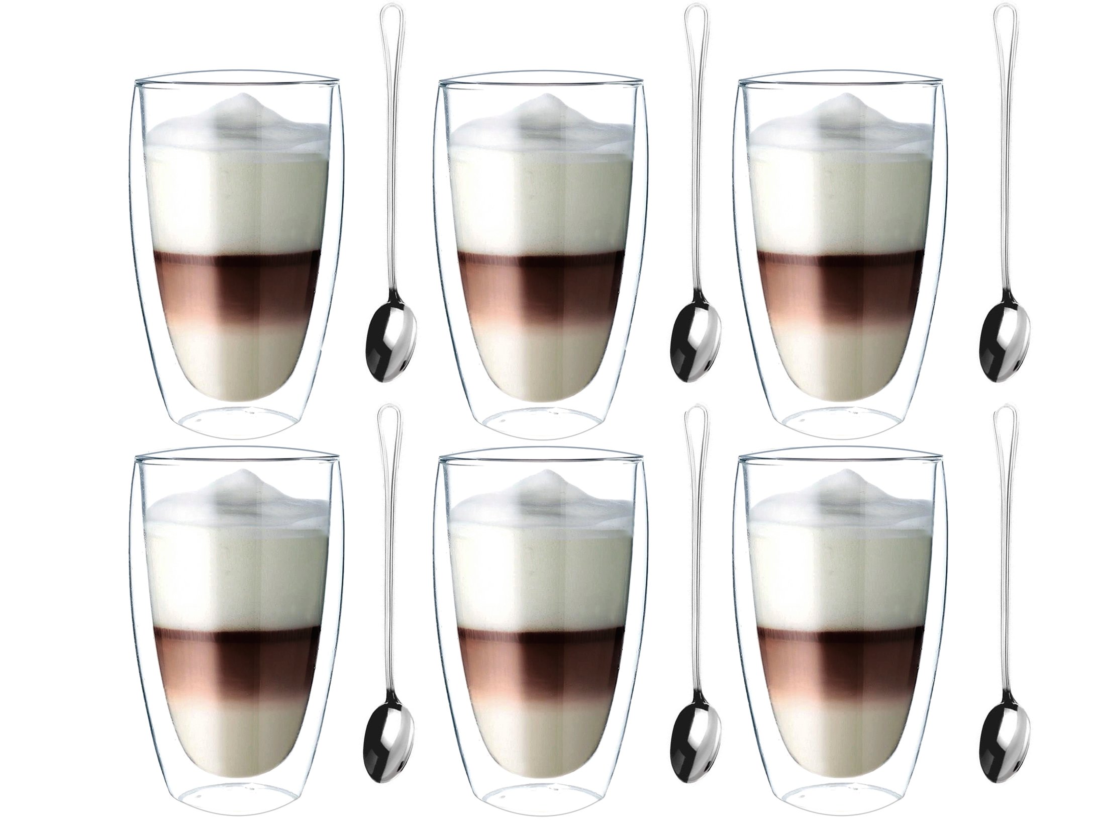 

Filiżanki Termiczne Kawy Latte z Łyżeczkami 6 szt