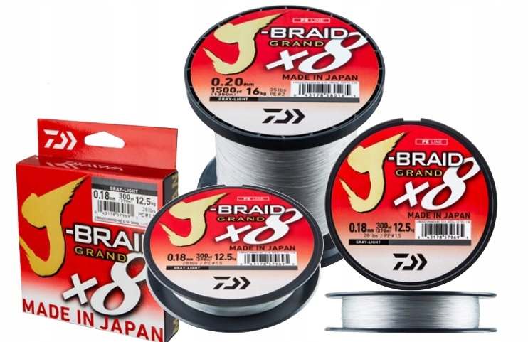 

Daiwa J-Braid Grand X8 Jasno Szara 0,28mm Na Metry