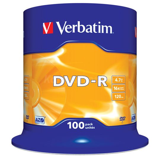 Dobré disky Verbatim Dvd-r 4.7GB Cake 100 kusů