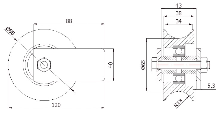 fi 89 ROLKA BRAMOWA JEZDNA NA RURĘ 1" Z MOCOW Marka Zabi