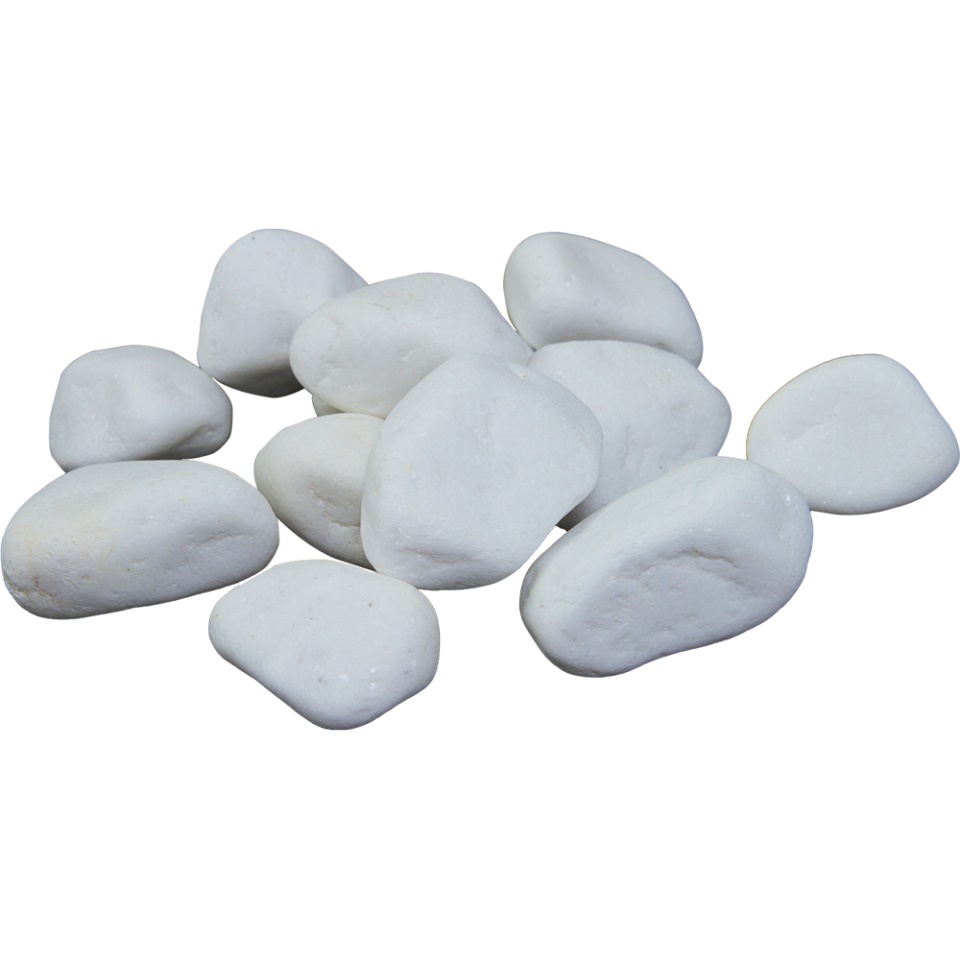 Dekoratívne prvky kamienkových bielych biokomínov kamienky