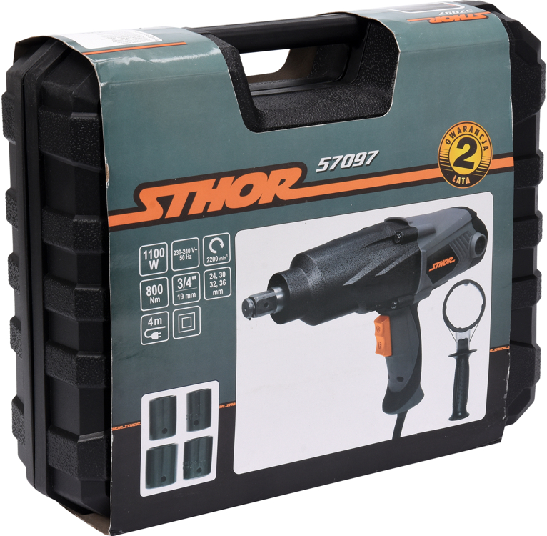 ELEKTRYCZNY KLUCZ UDAROWY 3/4&quot;&quot; 800Nm/1100W Z KOMPLETEM NASADEK / 57097 / Zasilanie sieciowe