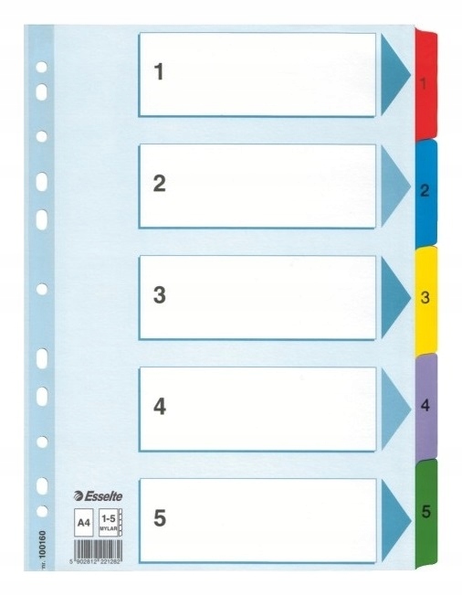 

Przekładki Esselte Mylar A4 Numeryczne 1 5