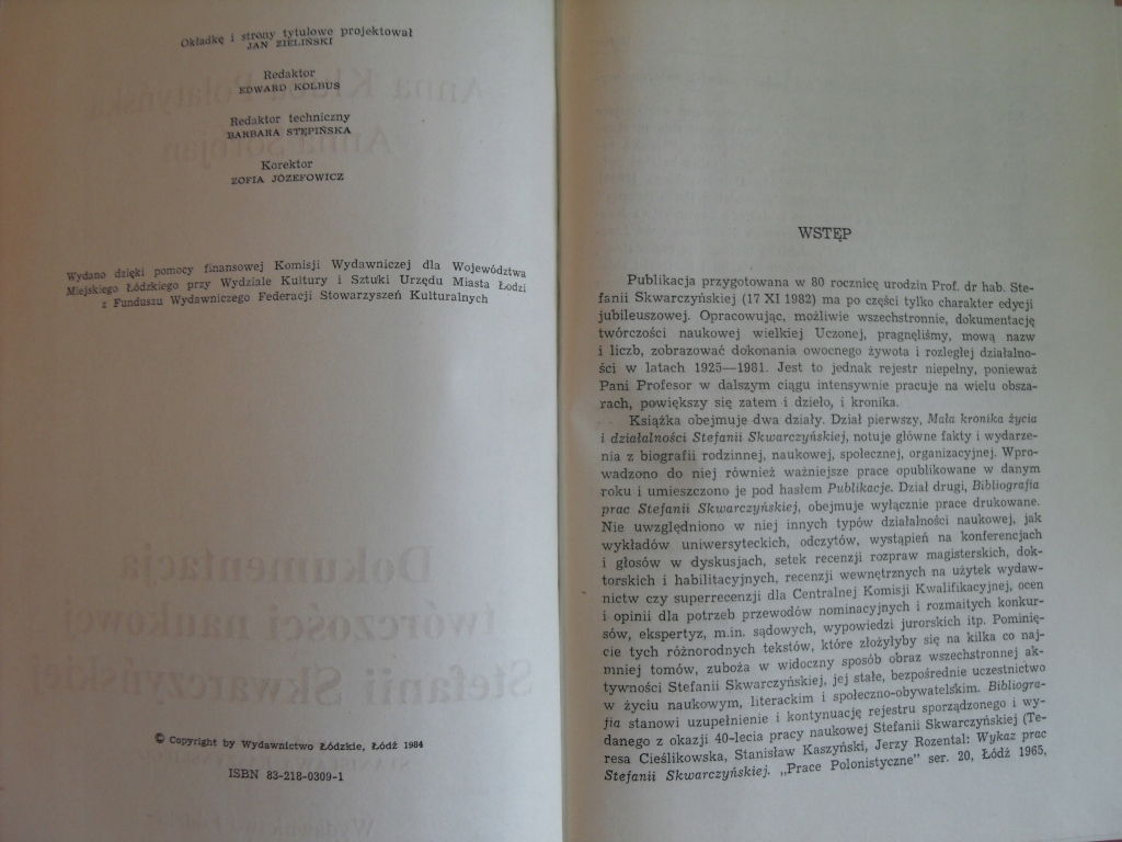 DOKUMENTACJA TWÓRCZOŚCI STAFANIA SKWARCZYŃSKA ISBN 8321803091