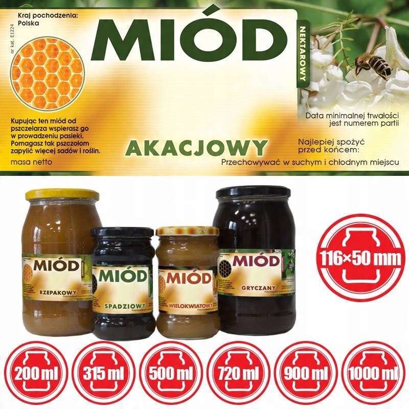 

Etykiety na Miód Akacjowy (100szt) wzór E1224