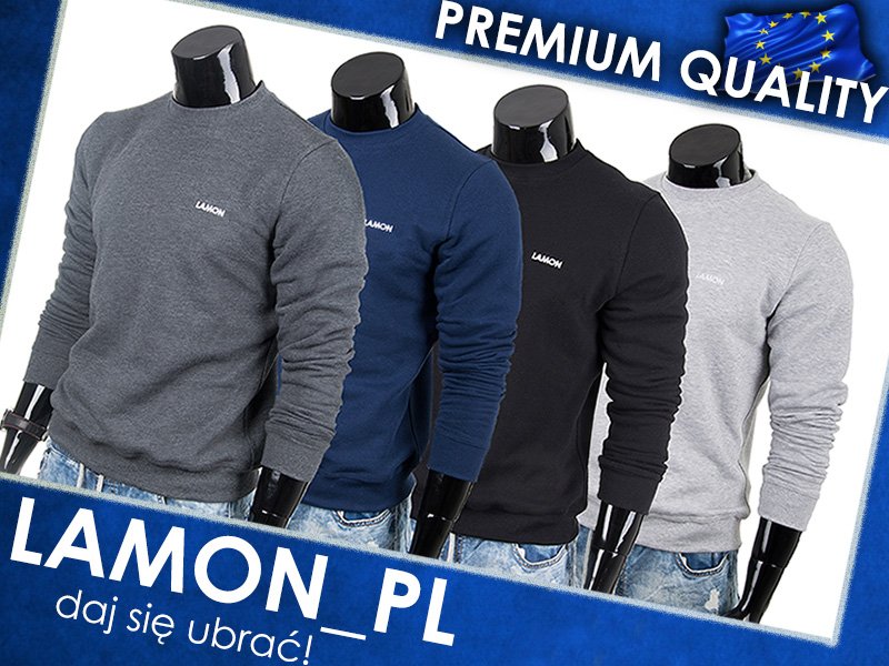 

Czarna szara bluza męska bez kaptura Lamon - XXL -