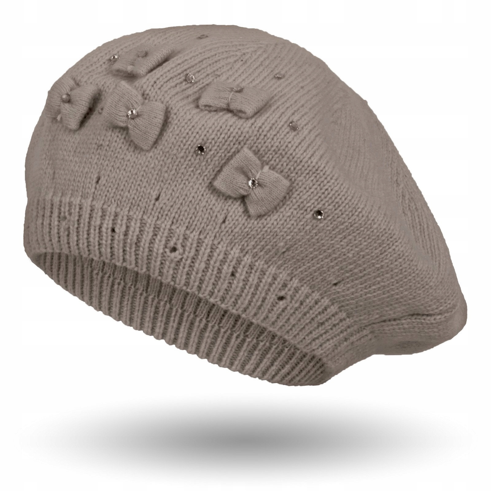 

W337C Damski Modny Beret Z Kokardkami Brązowy
