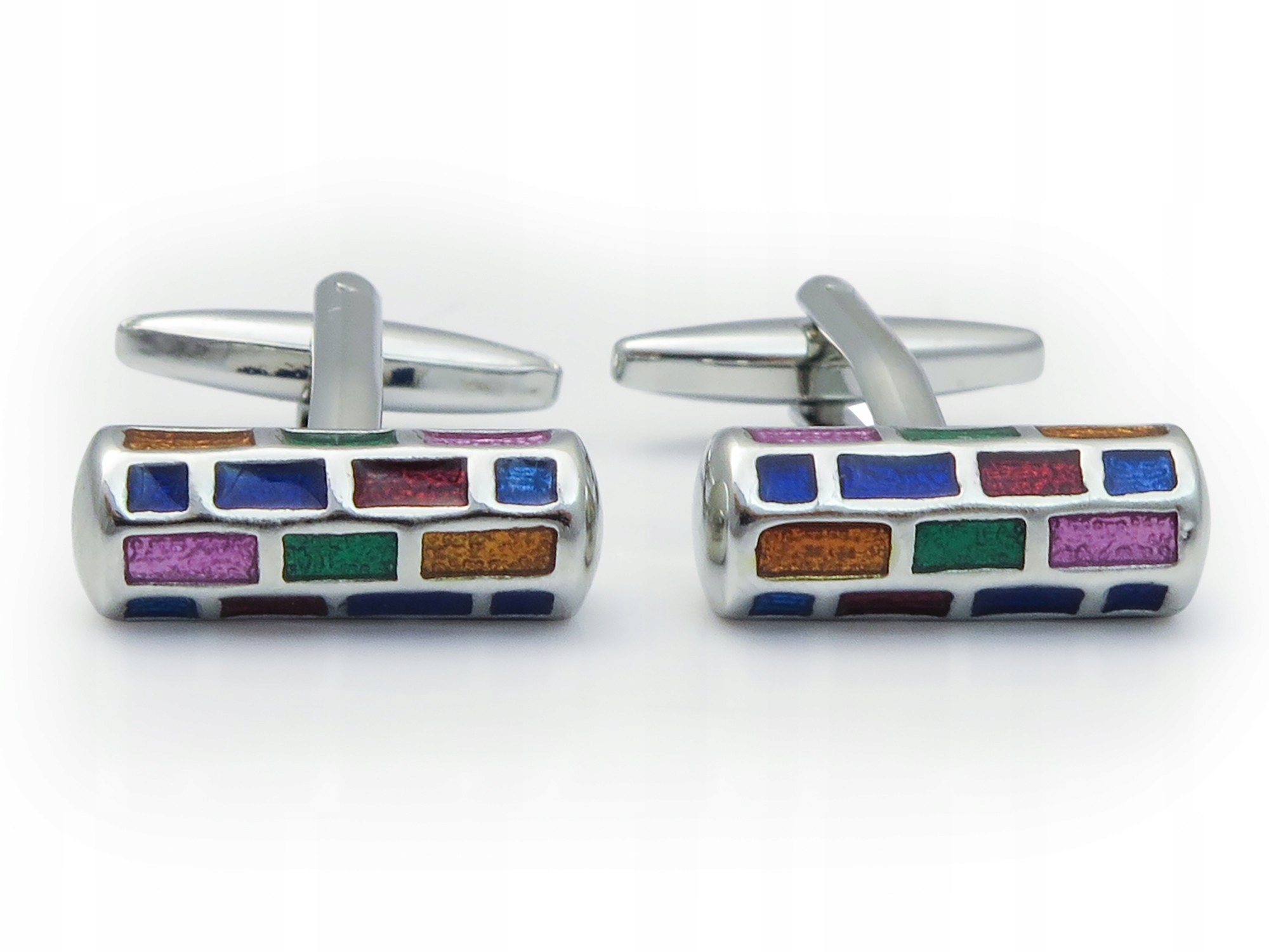 Spinki do mankietów koszuli kolorowe cegiełki U160 Marka Modini