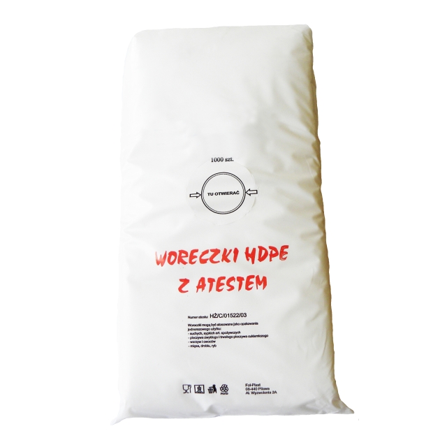 WORECZKI ŚNIADANIOWE WORKI SPOŻYWCZE TOREBKI Z ATESTEM HDPE 18x4x35 18x35