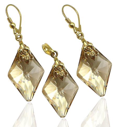 

Swarovski Komplet Golden Shadow Kolczyki Wisiorek