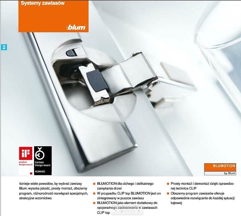 BLUM zawias clip top wpuszczany blumotion 71B3750 Marka Blum