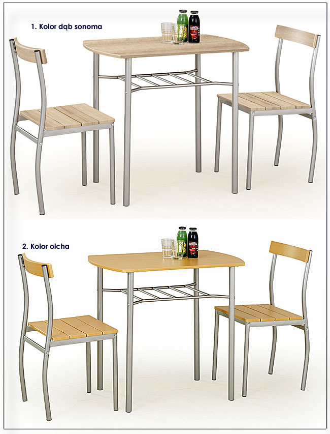 ZESTAW STÓŁ + 2 KRZESŁA DWUOSOBOWY WENGE 2 OSOBOWY Marka Elior