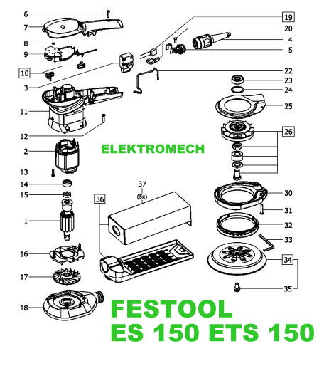 FESTOOL pokrywa łożyska korpus mimośrodowej ETS150 Marka Festool