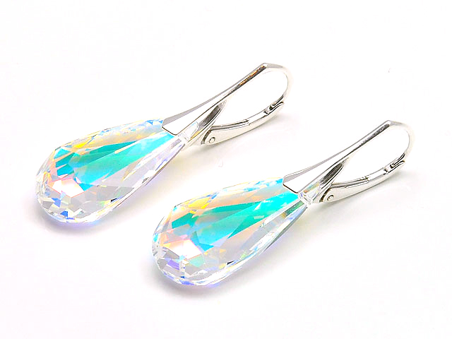 

Srebrne Kolczyki Swarovski Crystal Ab + Pudełko