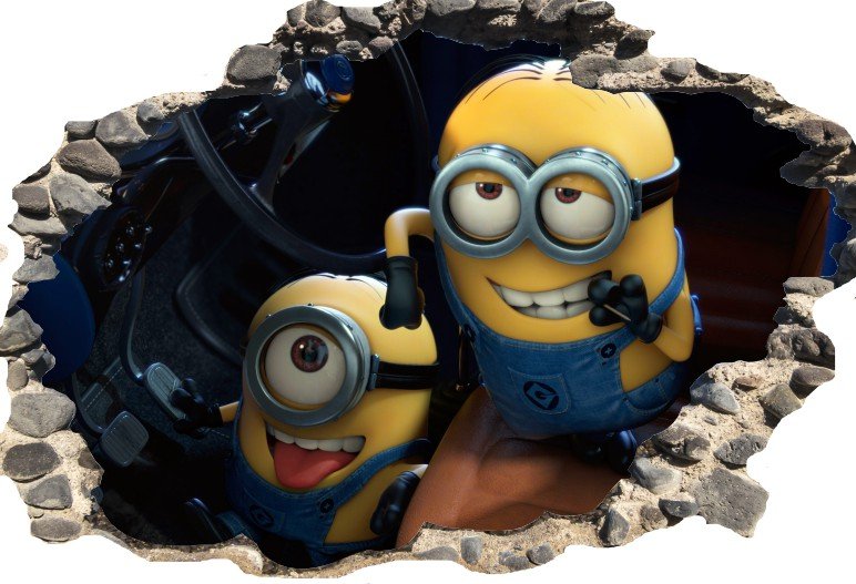 NAKLEJKI NA ŚCIANĘ Dziura w ścianie MINIONKI Bohater Minionki
