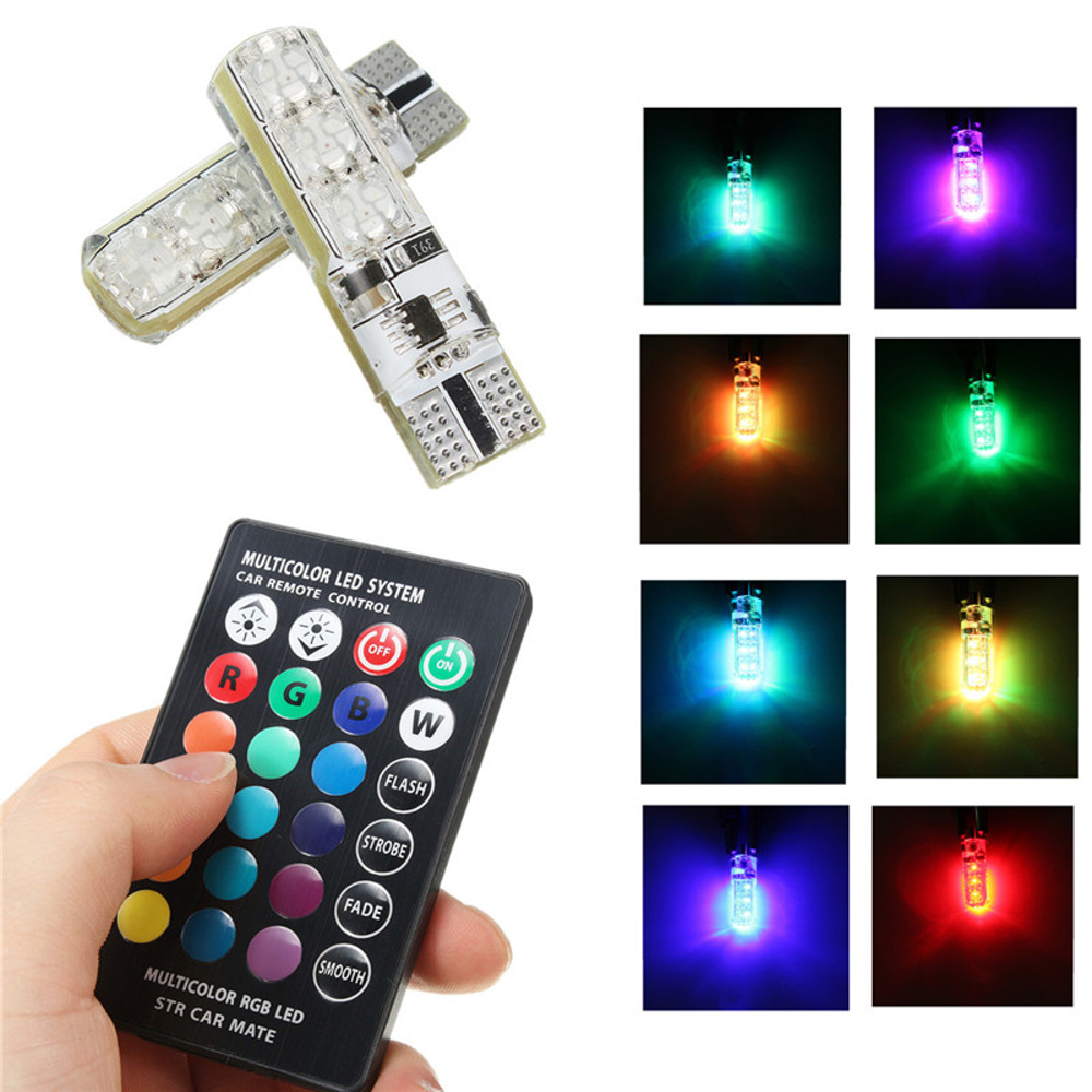 

2x W5W Led T10, 12V Rgb Canbus +pilot strob