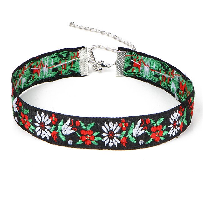 

Choker Naszyjnik Materiał Kwiaty Kolorowy Miękki