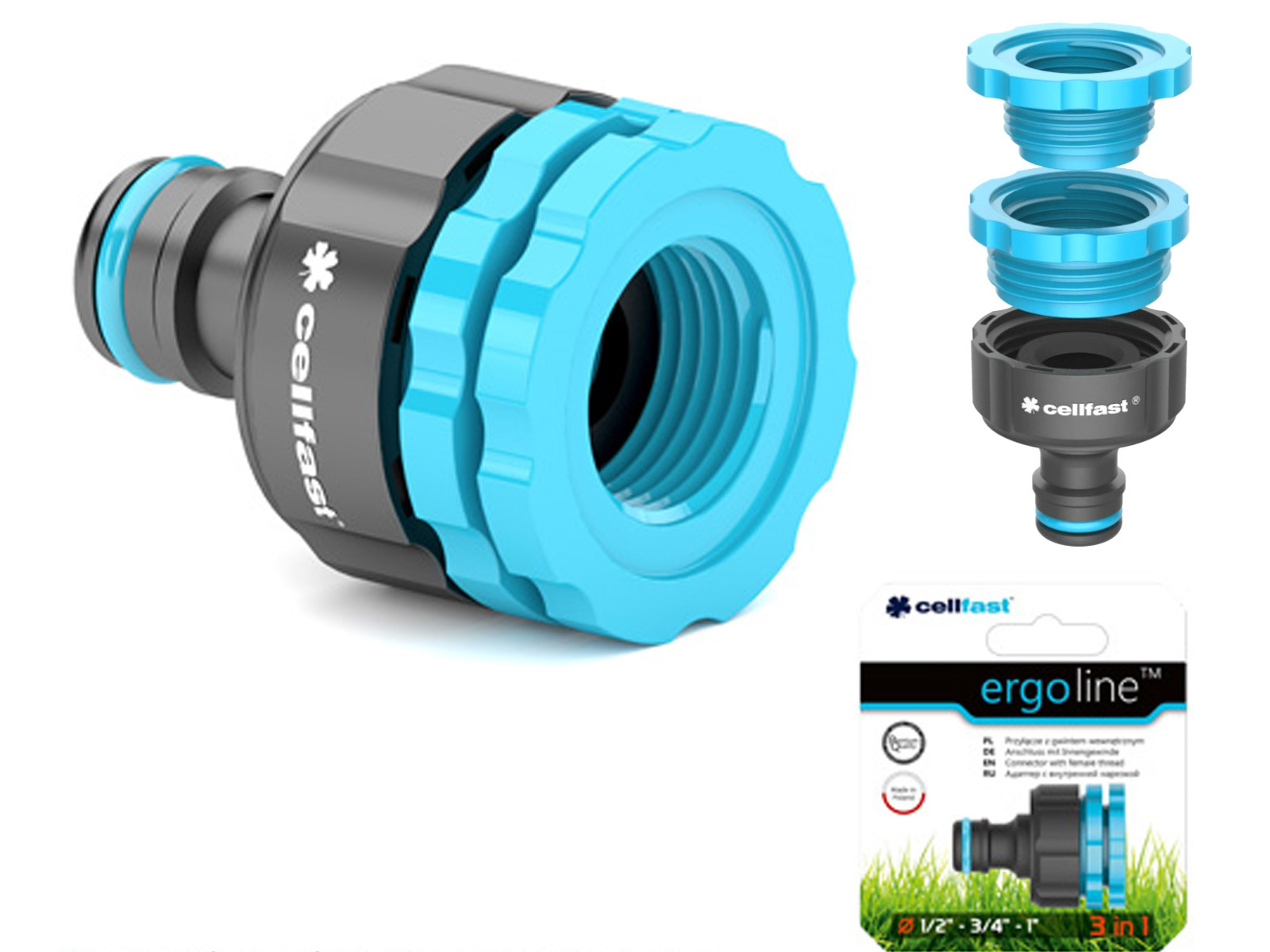 CELLFAST ERGO Przyłącze na kran 1/2 3/4 1 53-210