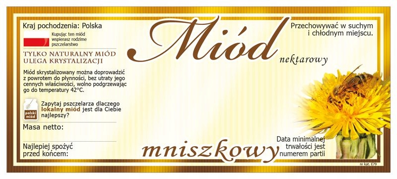 

Etykiety na Miód Mniszkowy (100szt) wzór E79