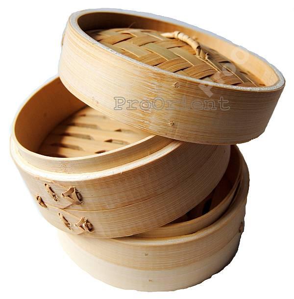 Koszyk bambusowy do pierożków 3 części 15cm