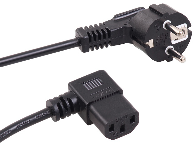 Угловой кабель питания Maclean, 3 pin, штепсельная вилка европейского стандарта, 1.5 m, MCTV-802