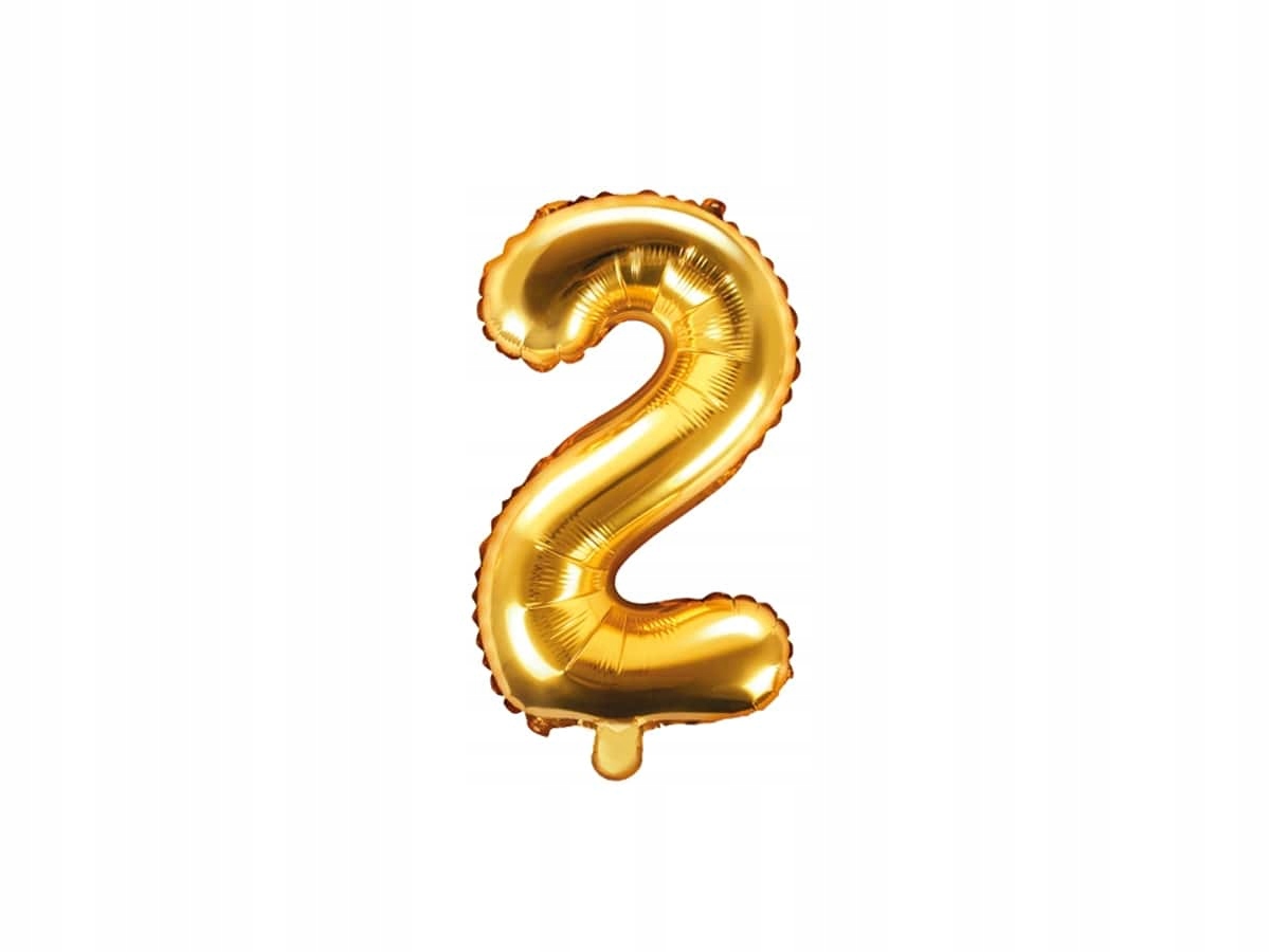 Фольгированный шар номер 2 золотой золотой 35 см День рождения