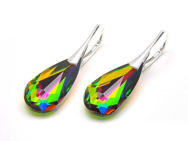 

Srebrne Kolczyki Swarovski Tęczowy Blask + Pudełko