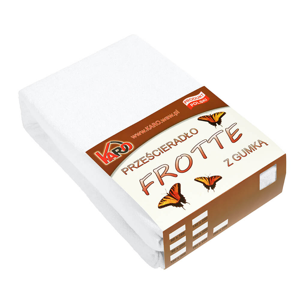 

Prześcieradło frotte z gumką 180x200 białe 001 gru