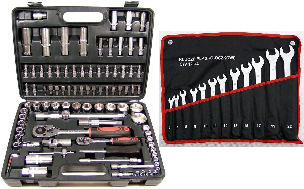 

Zestaw 95el Kluczy Klucze Nasadowe+gratis 6-22mm