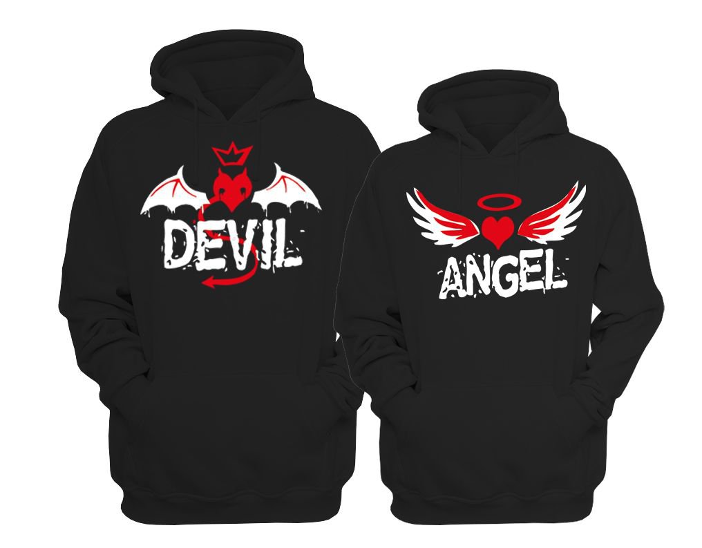 

bluzy dla par z kapturem Devil i Angel roz.XL