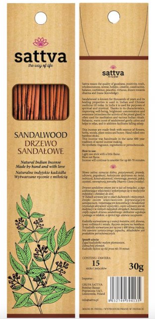 

Sattva Kadzidła Drzewo Sandałowe 30g (15 szt.)