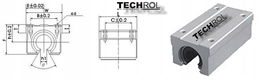 SME 25 L OP ŁOŻYSKO LINIOWE W OBUDOWIE PRZEDŁUŻANE Średnica wewnętrzna 25 mm