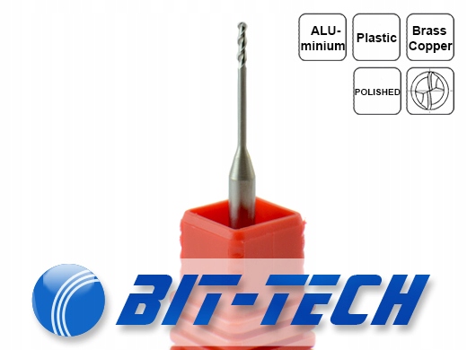 Frez VHM kulisty 1mm x 10mm do ALUMINIUM PCV PLEXI Marka Bit-Tech