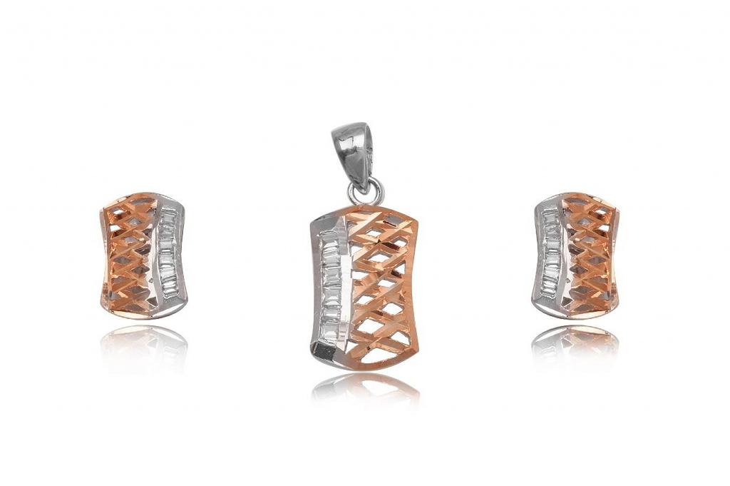 Stříbrný pozlacený komplet Kratka s zirkony