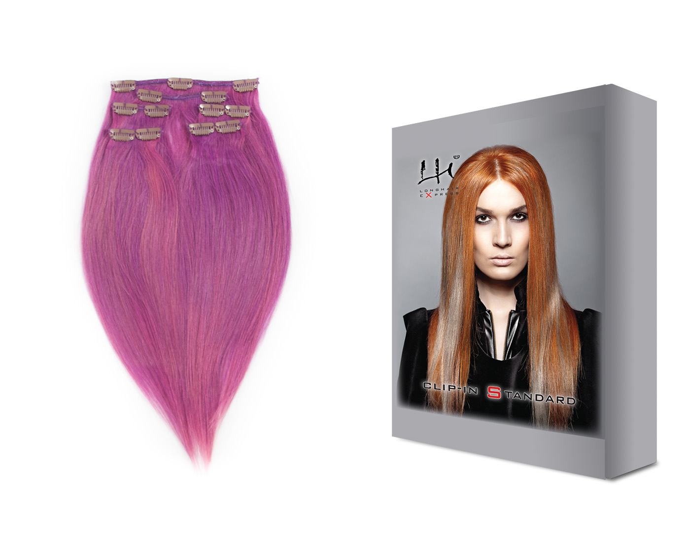 Purple/Bpink 30 cm 8dílná sada přírodních vlasů