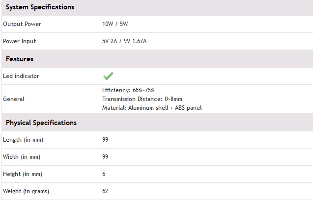 Ładowarka bezprzewodowa SAMSUNG APPLE XIAOMI 10W Marka Conceptronic