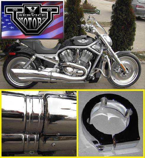65271-03 - HARLEY V-ROD VRSC ХРОМИРОВАННЫЕ ВЫХЛОПНЫЕ ХОМУТЫ