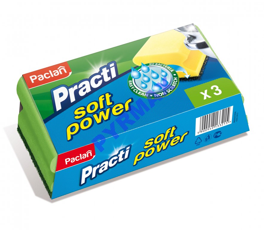 

Gąbki do naczyń Soft Power Paclan 3szt.
