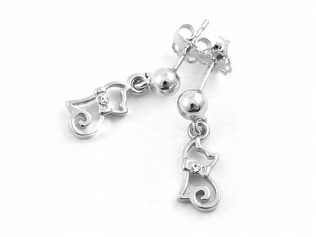

Srebrne kolczyki Kotek Kot Swarovski
