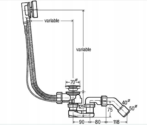 SYFON WANNOWY VIEGA SIMPLEX KOREK AUTO. SIMPLEX Marka Viega