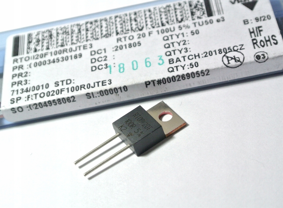 

100R 5% 20W TO-220 Vishay Rezystor _ [1szt] #A312