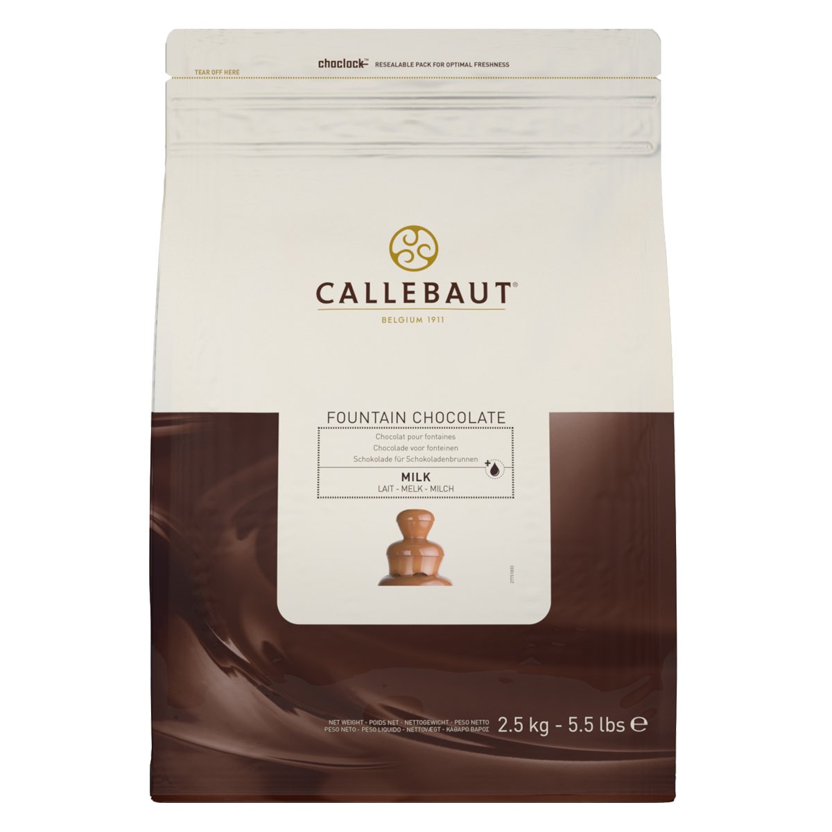 Czekolada Callebaut Mleczna do fontann 2,5kg Data ważności: 05.06.2026