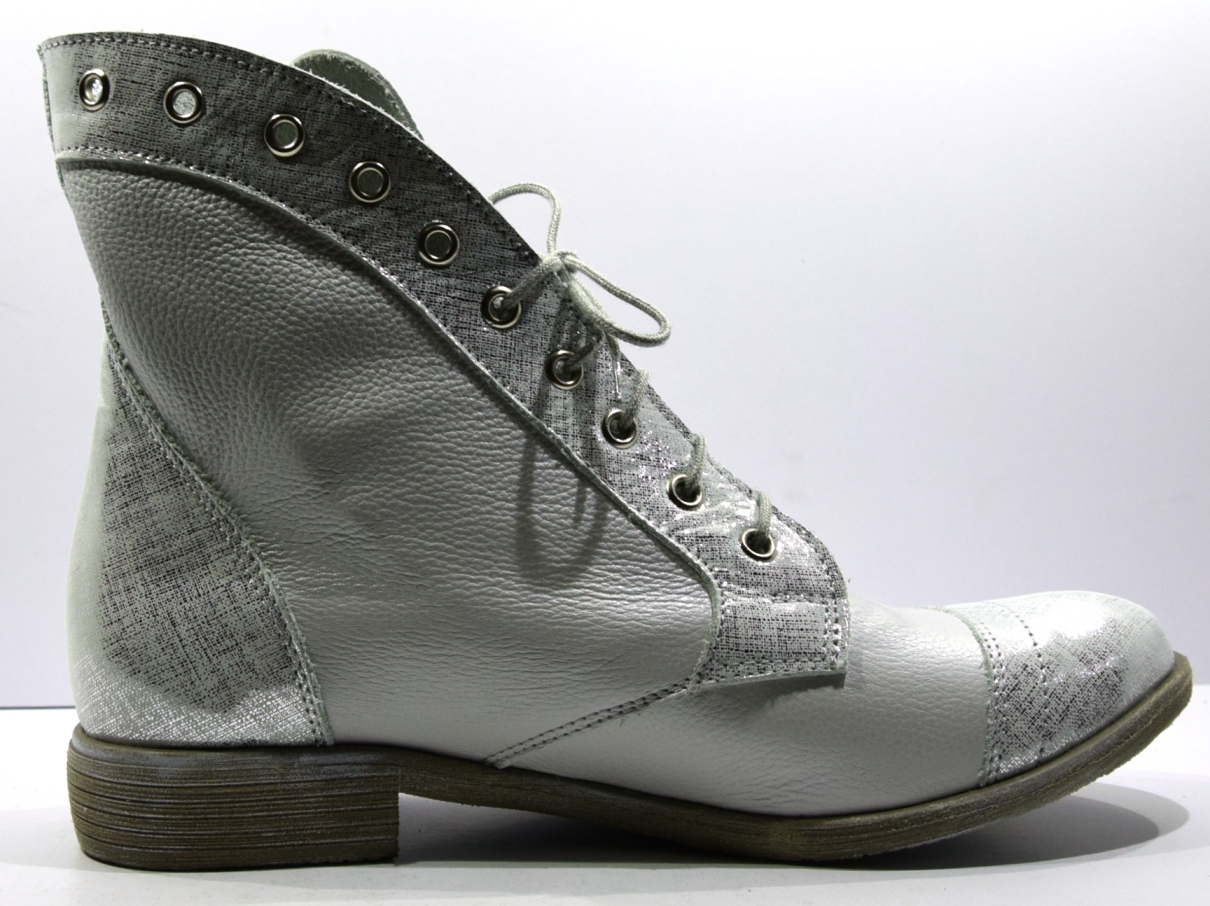 Dámské Kotníkové Boty Módní Kožené Boty Stříbrné 1699 37